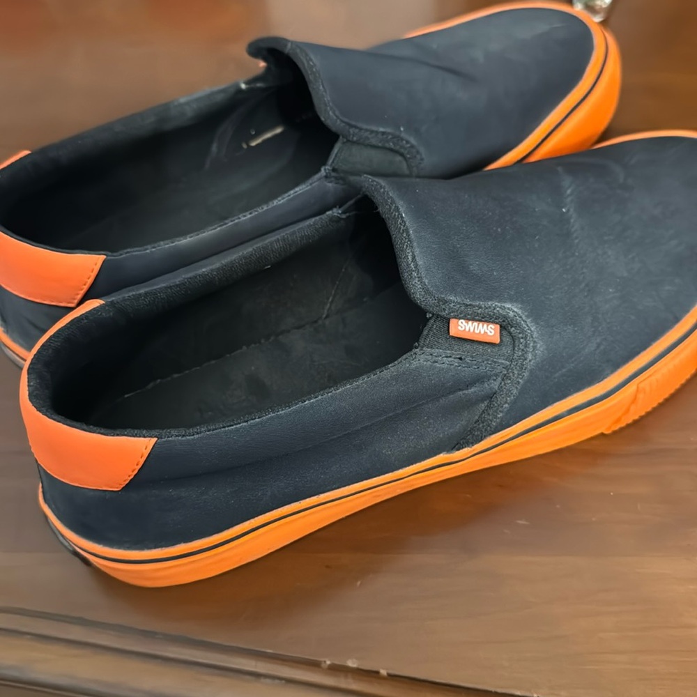 Swims Black and Orange Slip-On Sneakers with Elastic Panels
